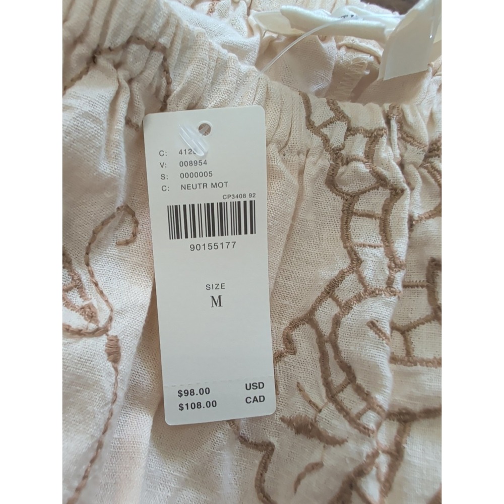 NWT Anthropologie Sz M Embroidered Beige Bloomer Shorts Pull On Elastic Boho - Picture 8 of 8